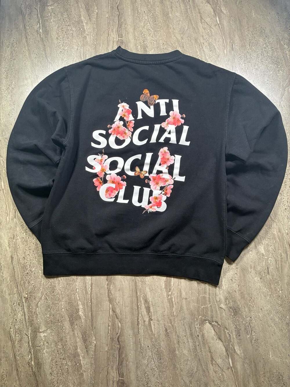 Anti Social Social Club Kkoch Black Crewneck Sweatshirt ASSC Flower Graphic